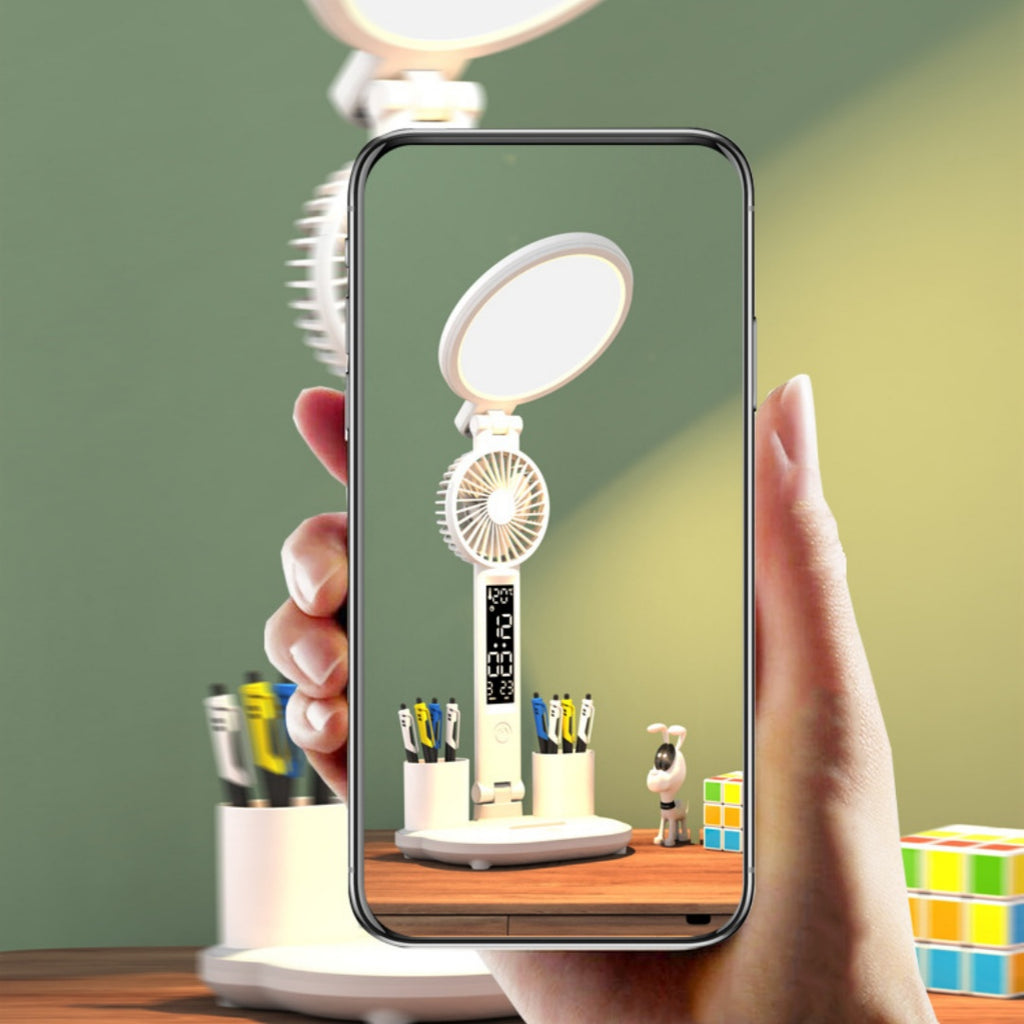 LED Clock Desk Lamp – Dimmable Study Light with USB Charging & Eye-Protection Design