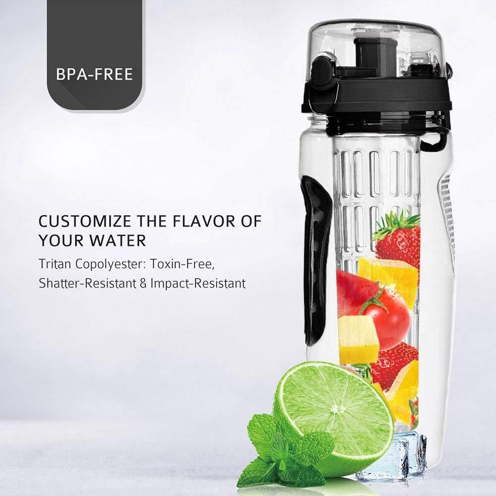 32oz Fruit Infuser Water Bottle – BPA-Free Sports Hydration Bottle with Removable Infuser