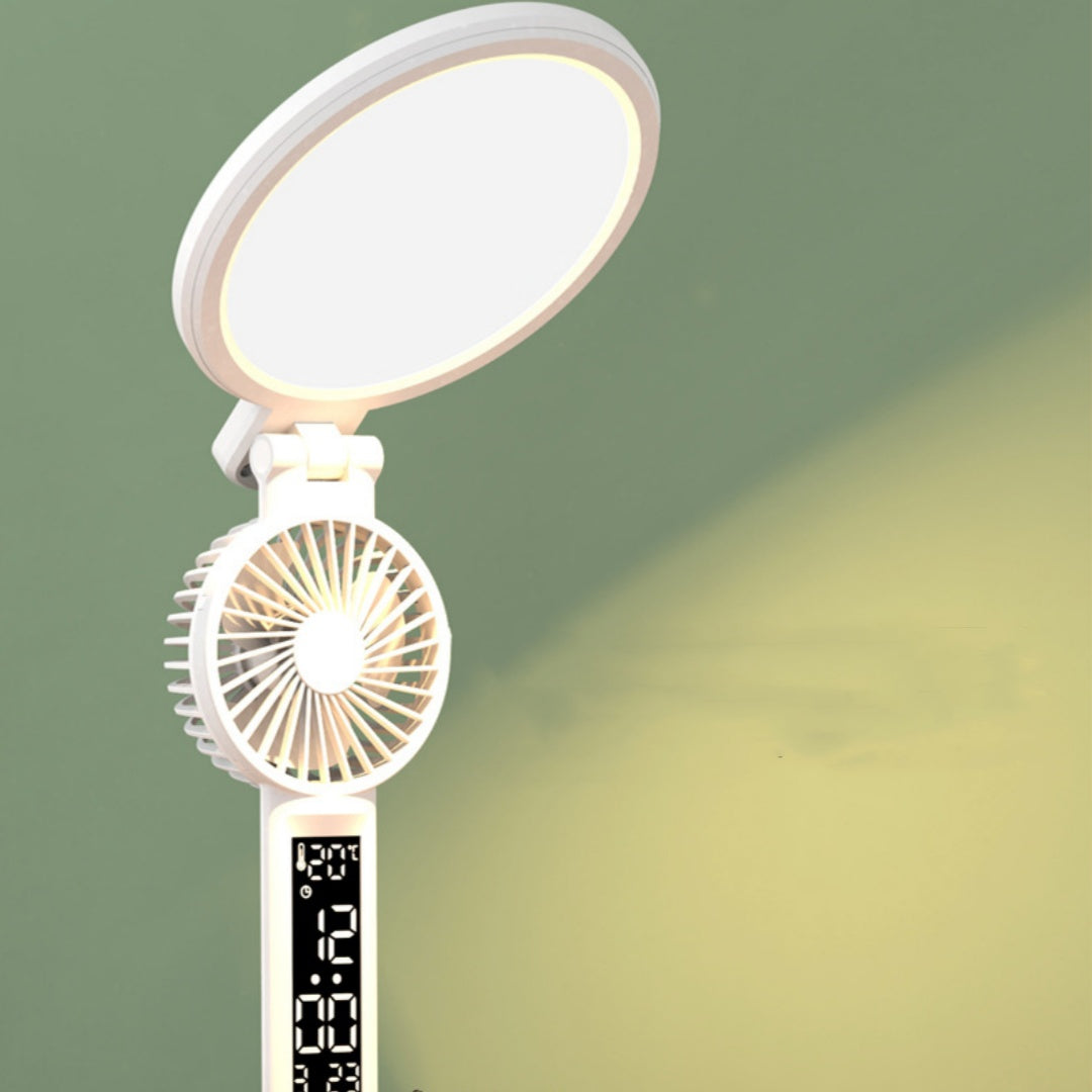 LED Clock Desk Lamp – Dimmable Study Light with USB Charging & Eye-Protection Design